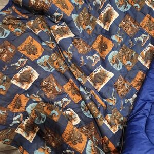 Vintage‎ Camping Sleeping Bag Blue Forest Animal Print Camping Gear hunting